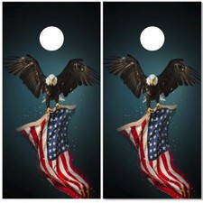 Eagle Carrying American Flag Cornhole Wrap Bag Toss Skin Decal Sticker
