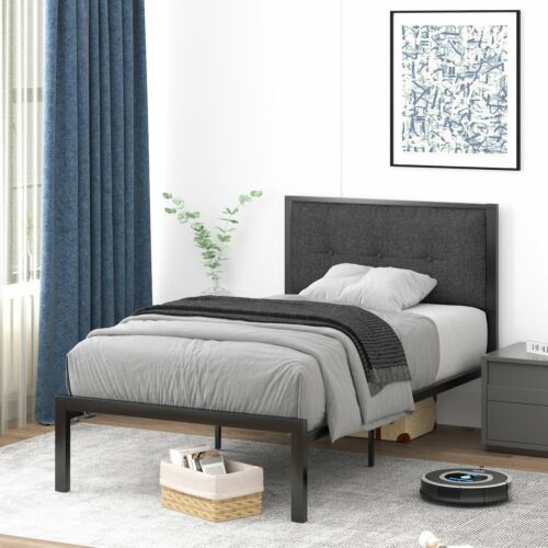 Twin Size Bed Frame With Upholstered, Twin Size Bed Frame And Headboard