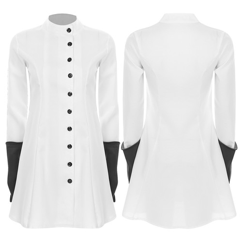 Women Doctor Costume Full-finger Lab Coat Scientist Uniform Button-up Gloves - Picture 3 of 20