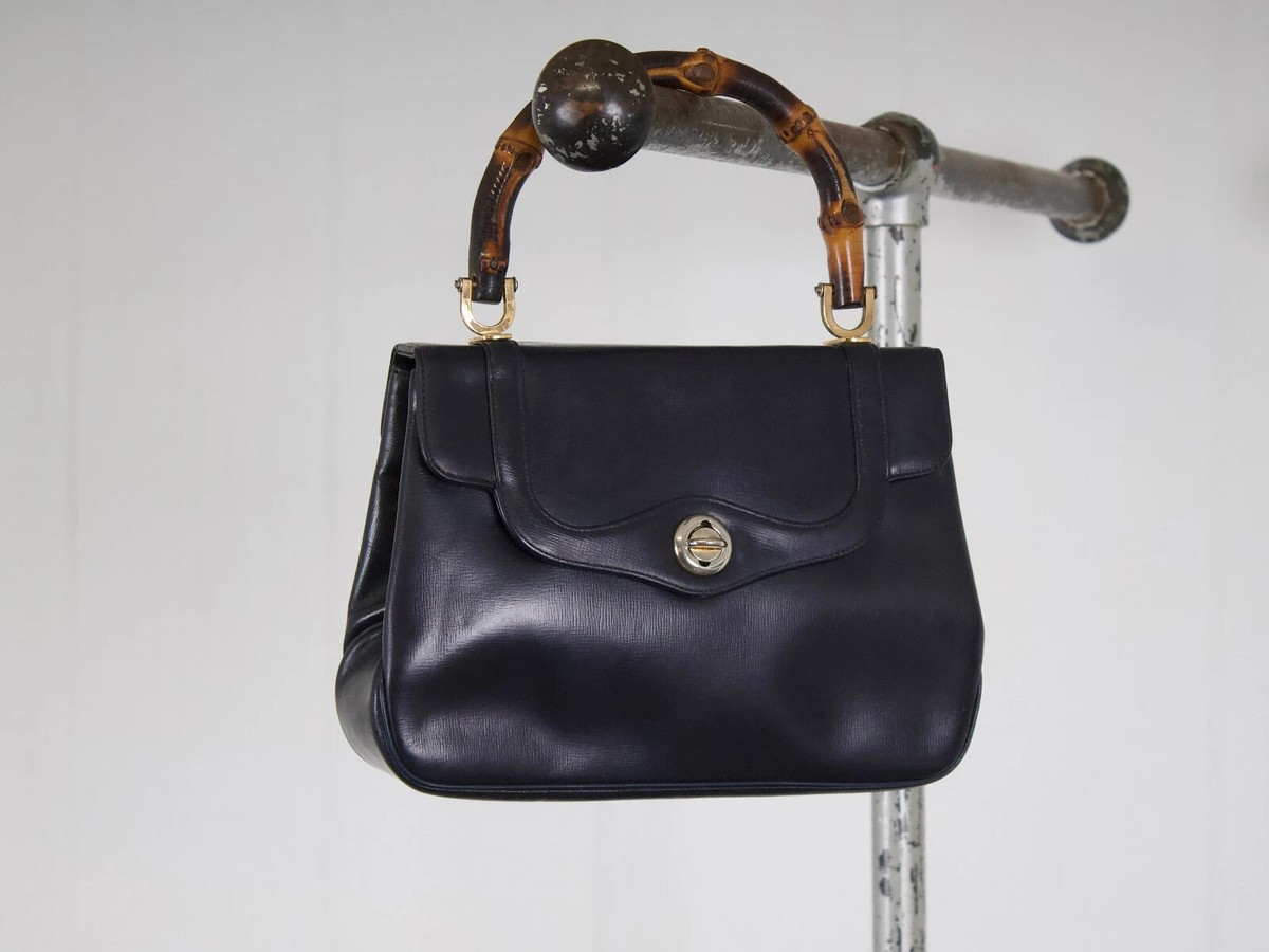 vintage Susan Gail Bamboo Kelly bag blue leather purse 1960s