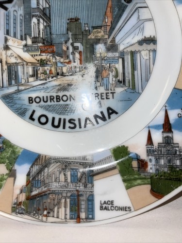 Plato de Coleccionistas Nueva Orleans Louisiana Bourbon Street 10" diámetro porcelana vintage - Imagen 2 de 12