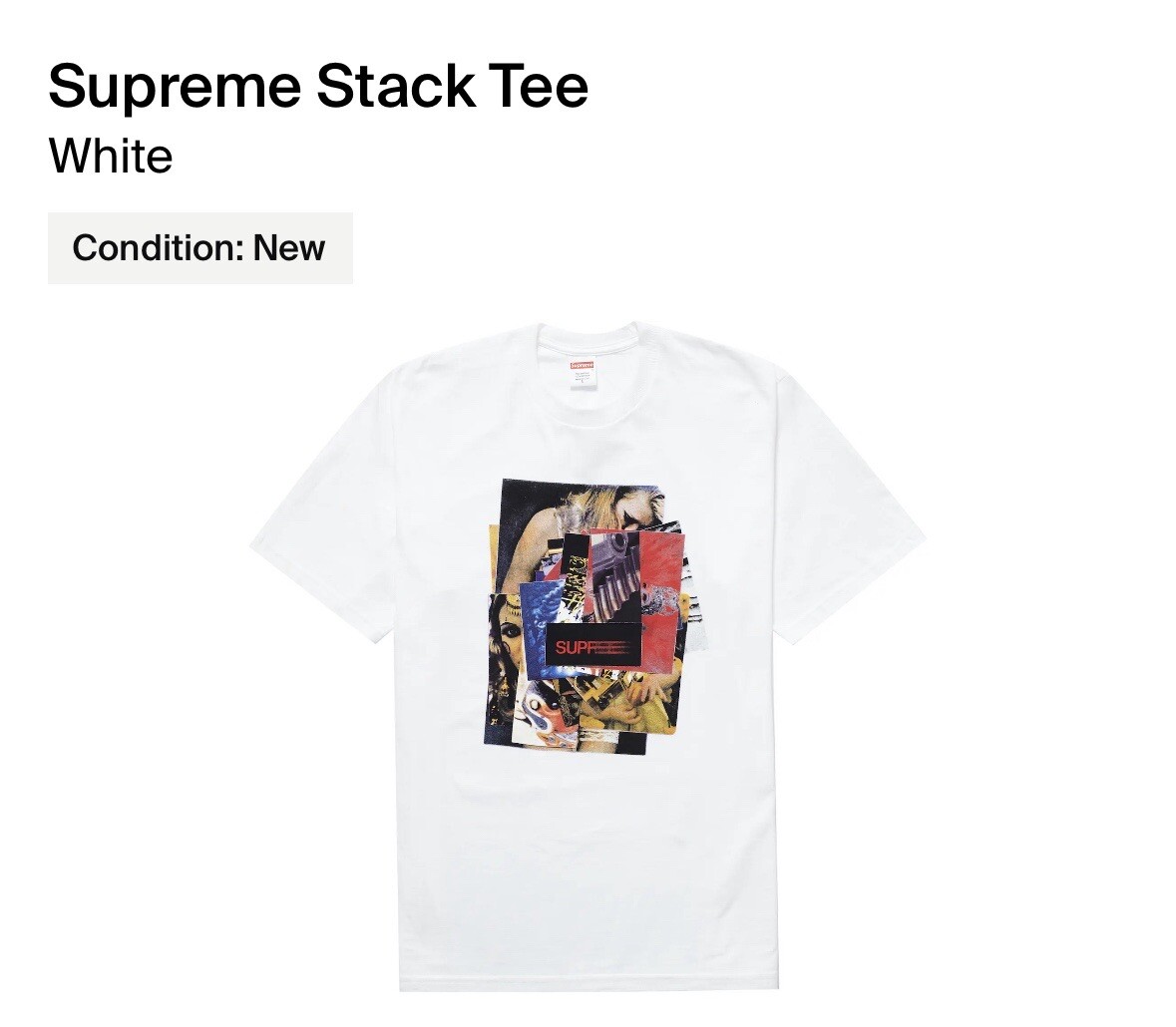 ★21AW WEEK1★Supreme Stack Tee SUPREME STACK TEE- WHITE SIZE X-Large FW21 WEEK ONE- 100