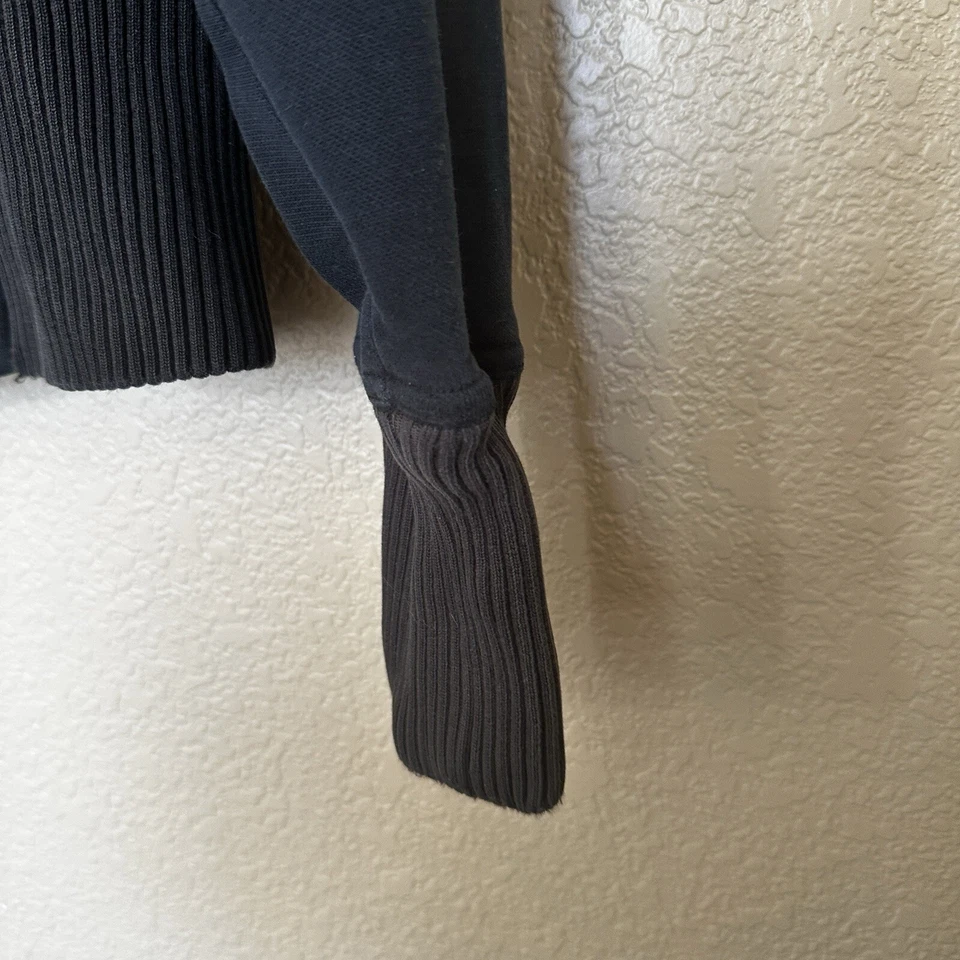 Puma Mujer Chal Cuello Chaqueta Suéter Talla M Negro Gris Doble Pecho Cremallera Completa Foto 3 de 4