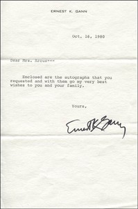 gaan delay letter SIGNED LETTER   TYPED K. eBay ERNEST 10/16/1980   GANN