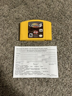 Tony Hawk's Pro Skater 2 (Nintendo 64, 2001) N64 Cart with Registration Card