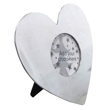 Small Metal Heart Photo Frame, Metallic Silver Frame, Love, Romantic, Valentines