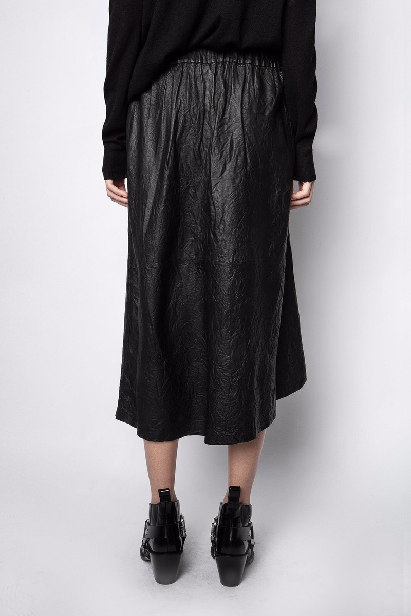 スカート Zadig & Voltaire Leather Skirt Zadig & Voltaire Joslin Cuir Froisse Leather Skirt Size 40