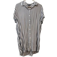 Madewell Button Down Striped T-Shirt Dress Women Small Flutter Sleeve Nautical
