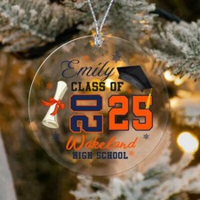 Custom Graduation Christmas Ornament, Class of 2025 Graduation Ornament