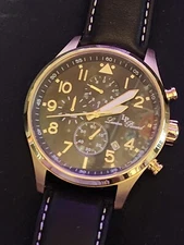 LUCIAN PICCARD ROSE GOLD 13346 CHRONOGRAPH BLACK DIAL MEN'S WATCH W/LEATHER BAND