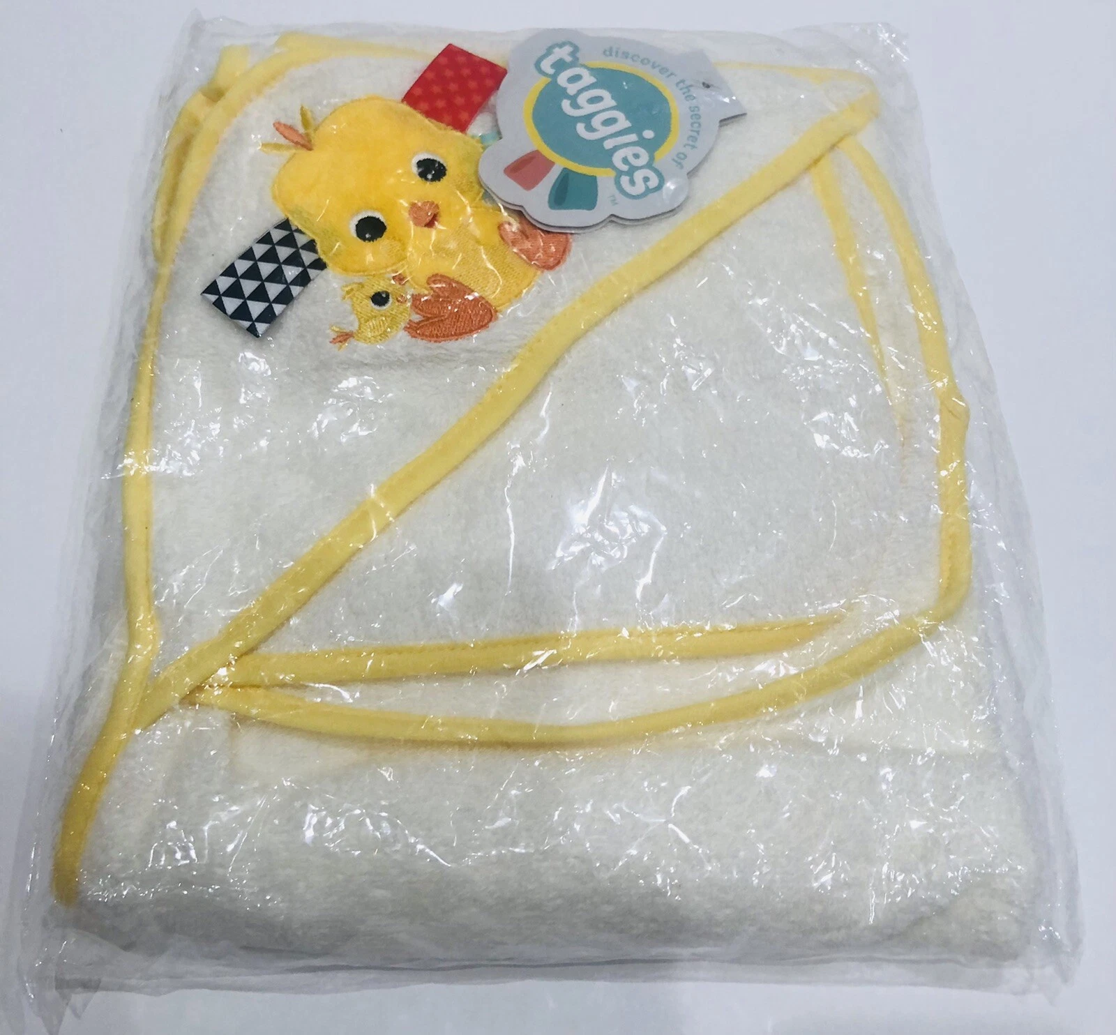 Taggies Baby Hooded Bath Towel and Washcloth Set with Baby Chick Design