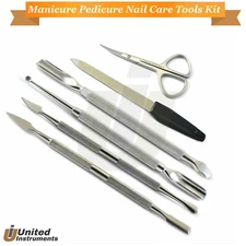 Podiatry Nail Care Tools Spoon Pusher Cuticle Remover Scissor Toenail Nail File 