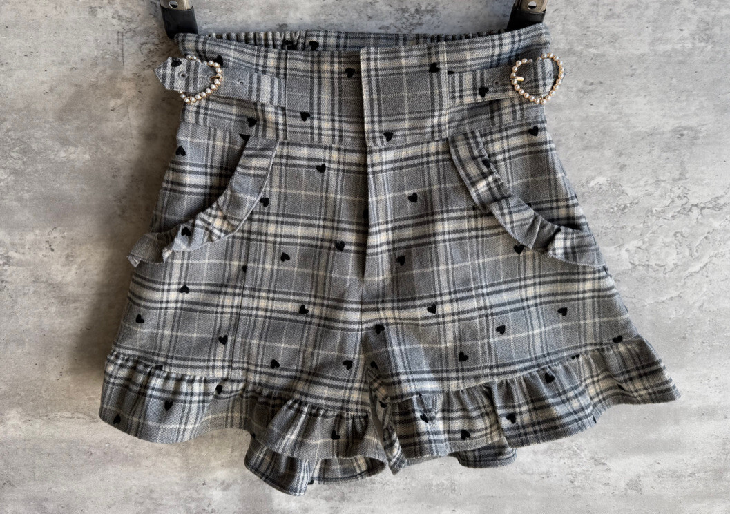 Liz Lisa Gray Polyester Heart Sukapan Lolita Hime Gyaru Shorts