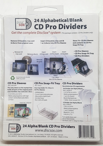 DISCSOX CD Pro Dividers Set Of 24 Alphabetical or Blank 5-3/16 x 6-3/4 - Afbeelding 2 van 3