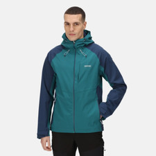 Regatta Mens Britedale Waterproof Jacket Outdoor Hooded Green Rain Coat RRP 120