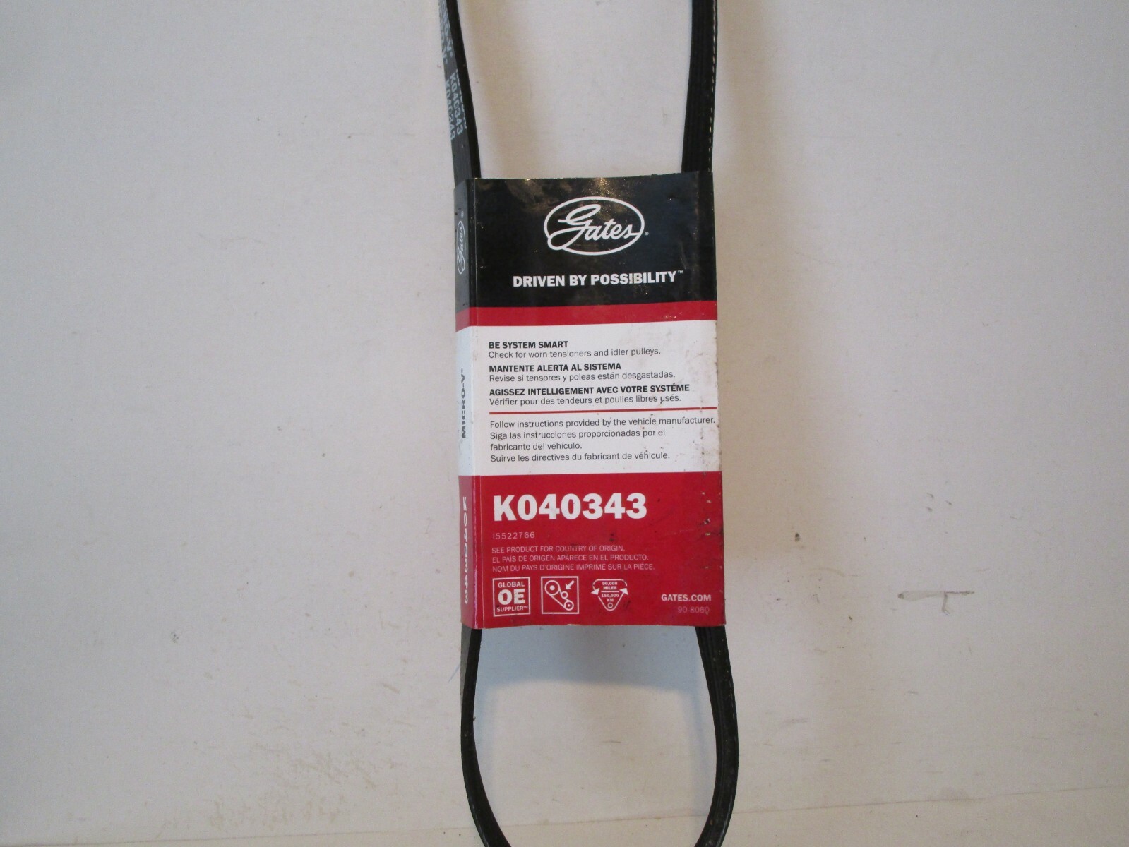 Gates Serpentine BeltPremium OE MicroV Belt Parts K040343 4PK40343