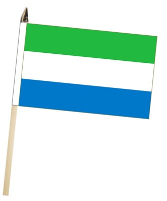 Sierra Leone Large Hand Flag With Wooden Pole (18'' x 12'')
