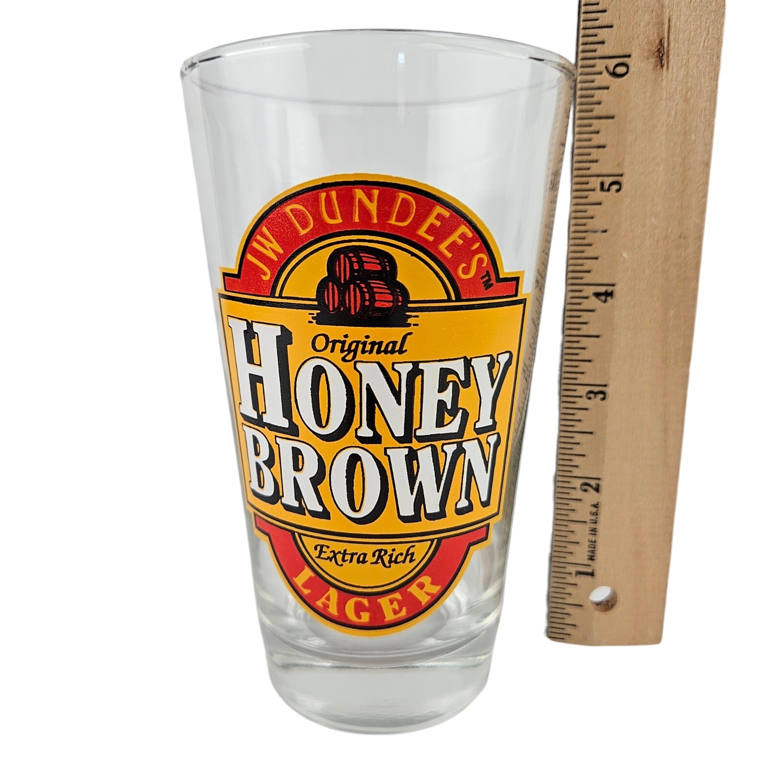 JW DUNDEE'S Original Honey Brown Extra Rich Lager Pint Beer Glass Brewing Brew