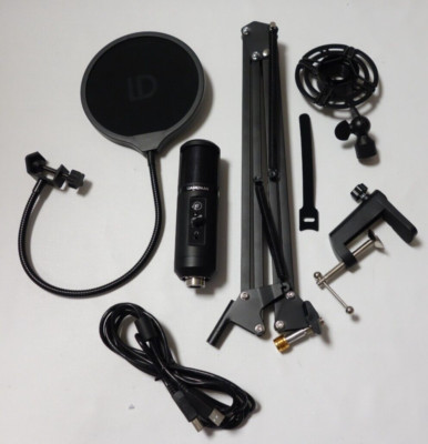 CSL Kondensatormikrofon USB Mikrofonarm für Studio Mikrofon Set schwarz