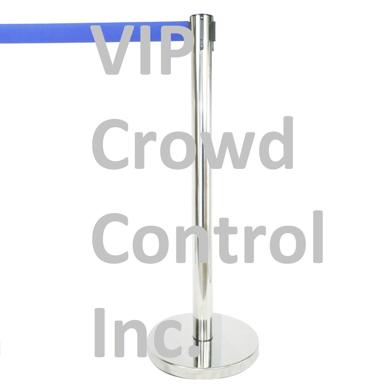 STANCHION, 2PCS SET, 36" MIRROR S.S. WITH 12" FLAT BASE AND 78" D.BLUE BELT