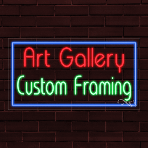 NEW "ART GALLERY CUSTOM FRAMING" w/BORDER 33x18 INCH LED FLEX INDOOR SIGN 31655 - Picture 1 of 1