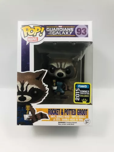 Funko Pop! Marvel Guardians of Galaxy ROCKET & POTTED GROOT 93 Summer 2015 SDCC