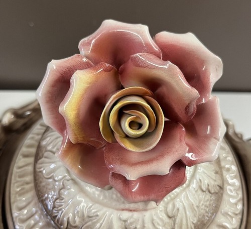 Capodimonte Porcelain Tureen Dish Made In Italy Ceramic Floral With Plate & Lid - Picture 3 of 11