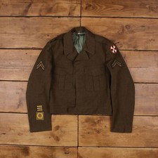 Vintage Militär Jacke S 40er WWII M1944 Ike Cropped Feldmantel grün