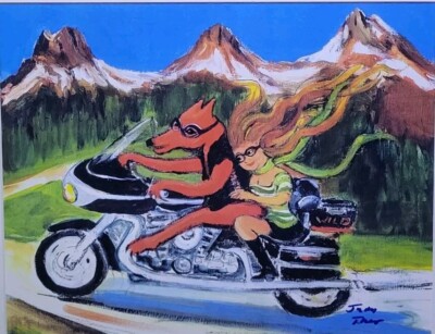 Judy Theo Lehner - Signed Monotype - Wolf And The Three Sisters - Sonoma CA 