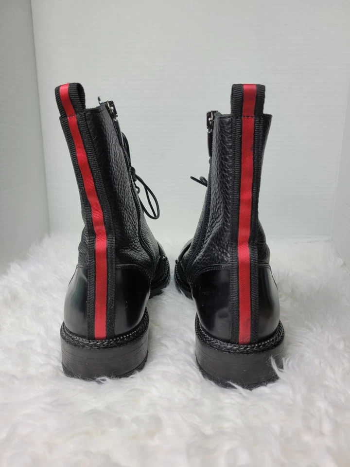 Laura Bellariva Women's Ankle Boots Size 8.6 Black Leather Elastic Lace Zip-Up - Image 4 of 4