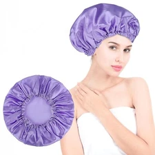 Large Shower Caps for Women Waterproof Shower Cap Double Layers Bath Caps Reusab