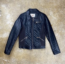 Womens Parisian Leather Look Jacket Motorcycle Biker Jakcet Black - Size 14
