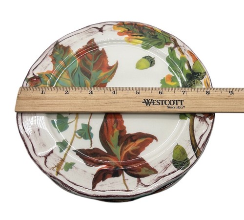 Set of 2 Tuscan Table Salad Plates Made In Italy Fall Autumn Leaves Acorns 8.25” - Imagen 9 de 9
