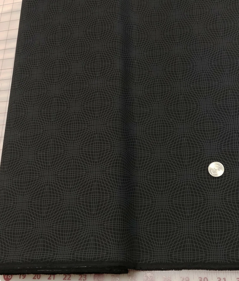 Space Time Warp Gravity Cosmos Black Gray Geometric 3D Graph Cotton Fabric - Image 2 of 2