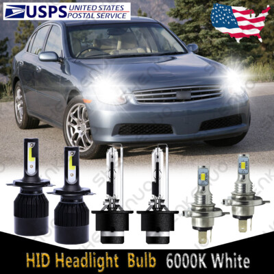 For Infiniti G35 2003-2005 6X Xenon White HID Headlights Bulb Hi/Lo Fog Lamp C9B