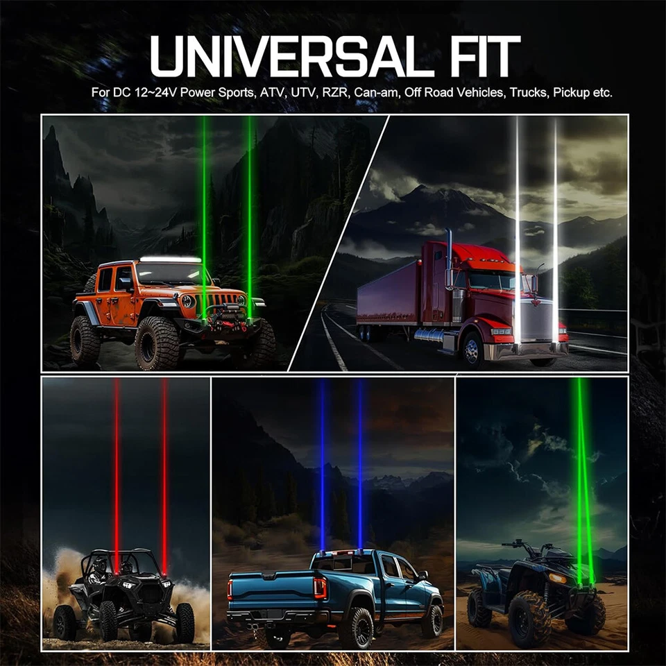 Para CFMoto ZForce CForce ATV UTV Par RGBW Láser LED Látigo Luz Control Remoto sin Látigo Foto 3 de 4