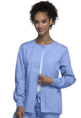 Cherokee Workwear Women Originals Snap Front Warm-Up Jacket 4350 CIEW Ciel