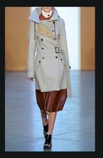 Bnnt Derek Lam Grey Wool Blend Hooded Trench Coat Jacket Us 0 Uk 46 8 New
