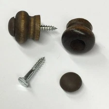 Small Wood Piano Fallboard/Key Cover/Desk/Cabinet Knobs, 1 Pair, Walnut Stain