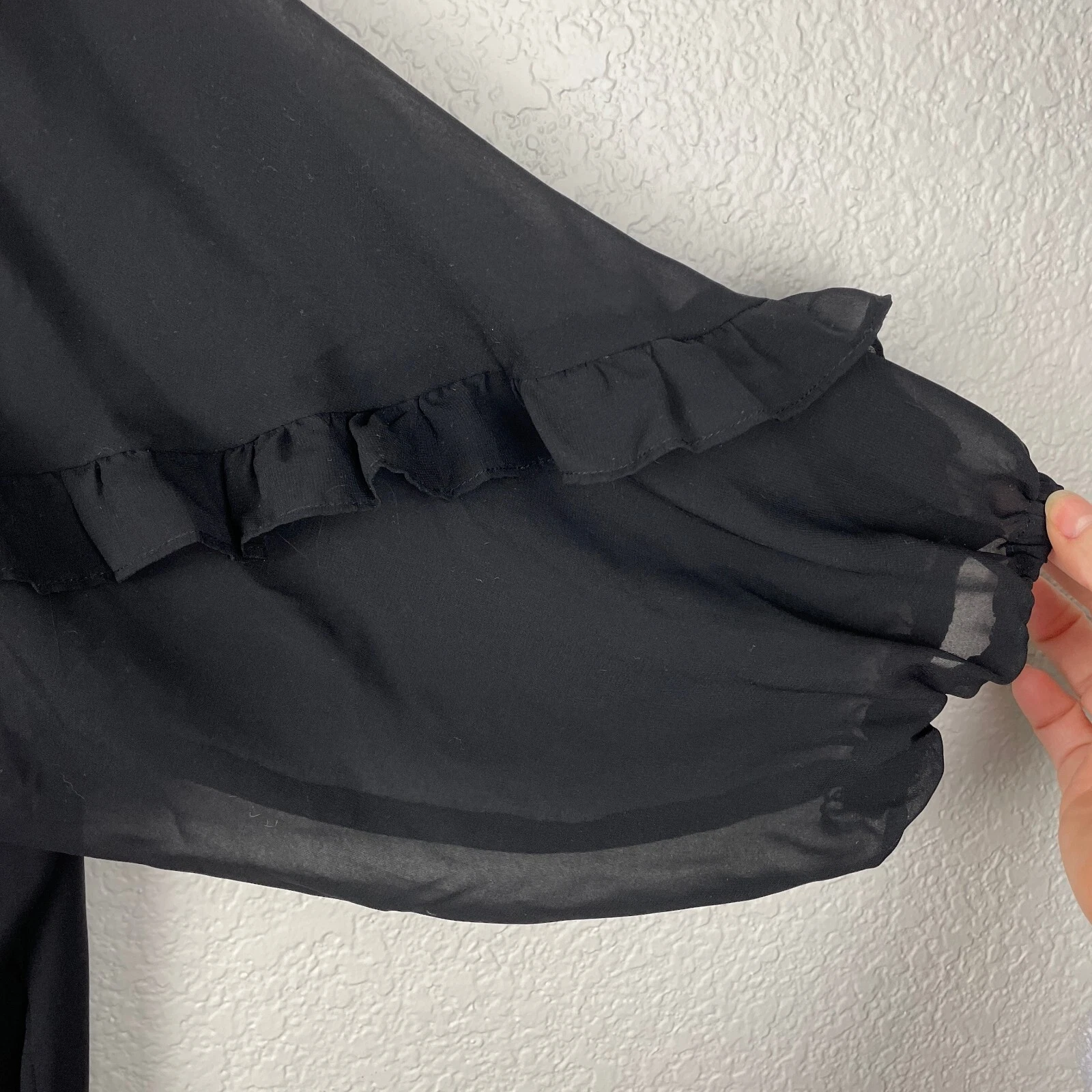 UNDERCOVER Maxi abito Y2K Victoria’s Secret grande nero arricciato nappa cravatta spacco trasparente gotico