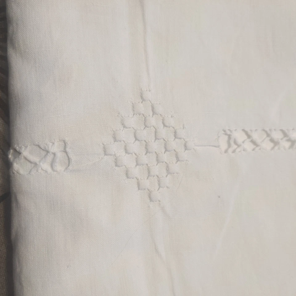 ancien grand drap metis jour echelle - monogramme DR 230cm x 320cm - Photo 4/4