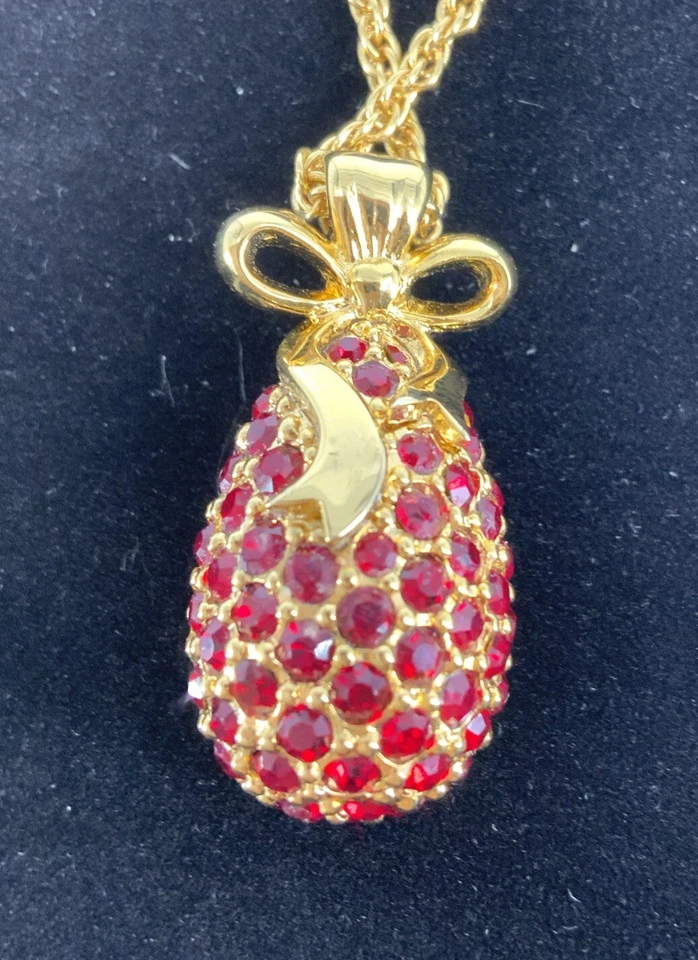 Joan Rivers Фаберже яйцо серии, красный кристалл золотой тон модное ожерелье - Изображение 4 из 4