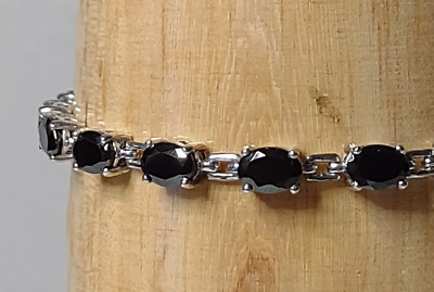 Sehr tolles Sterlingsilber Armband mit schwarzen Steinen 7,25 cm lang