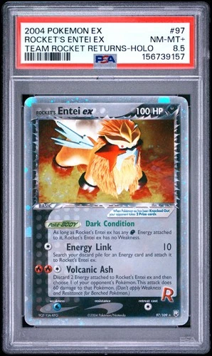 Pokemon Rocket's Entei ex Holo EX Team Rocket Returns 97/109 PSA 8.5