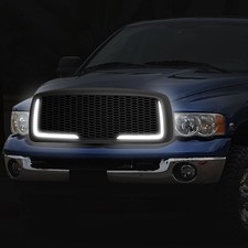 Matte Black Honeycomb Mesh Front Hood Grille Led Drl 2002-2005 Dodge Ram -m635