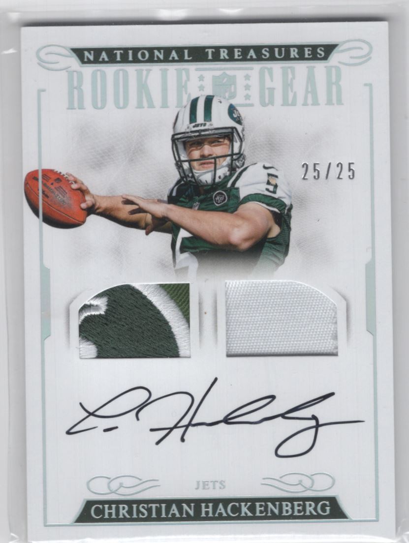 Christian Hackenberg Panini National Treasures Rookie NFL Gear Materials Signatures #14 Base