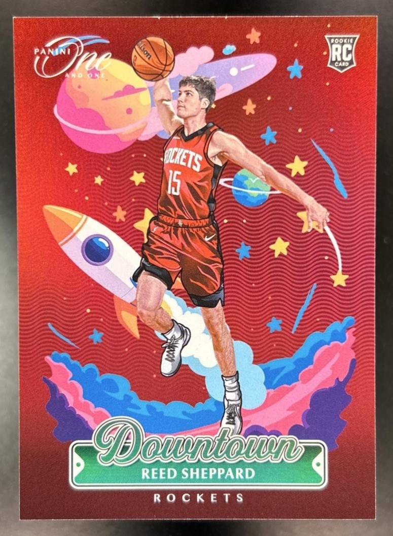2024-25 Panini One and One Reed Sheppard Downtown RC SP Rookie #19 Rockets