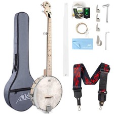 5 String Banjos Full Size Open Back Banjo Adjustable Maple Body Remo Head wit...