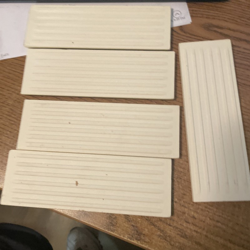 5 pc. Texas Yellow: Glossy Ceramic Bullnose Flat Trim Tile by Daltile in 1970's
