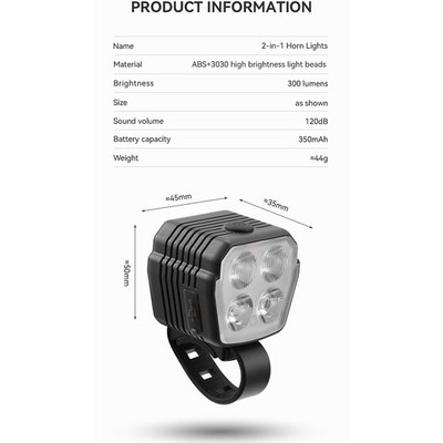 Multifunktions 2in1 Fahrradlicht und für Hupe mit USB Akku